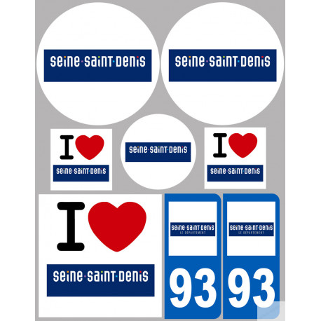 Département 93 la Seine-Saint-Denis (8 autocollants variés) - Autocollant(sticker)