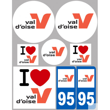 Département 95 le Val d'Oise (8 autocollants variés) - Autocollant(sticker)