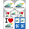 Département 971 la Guadeloupe (8 autocollants variés) - Autocollant(sticker)