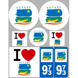Guyane (8 autocollants variés) - Sticker/autocollant