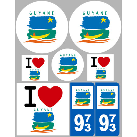 Guyane (8 autocollants variés) - Sticker/autocollant