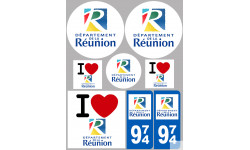 Département 974 la Réunion (8 autocollants variés) - Autocollant(sticker)