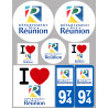 Département 974 la Réunion (8 autocollants variés) - Autocollant(sticker)