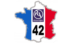 FRANCE 42 région Rhône Alpes (10x10cm) - Autocollant(sticker)