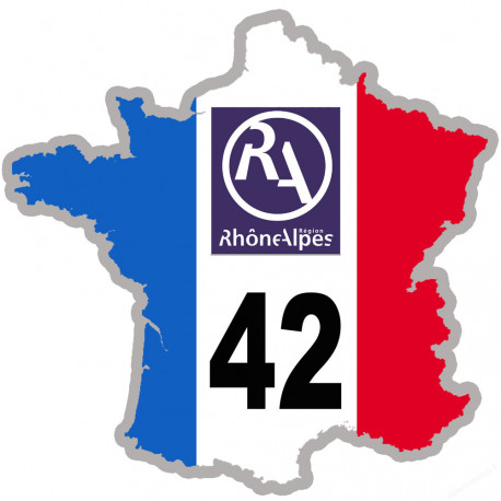 FRANCE 42 Rhône Alpes (5x5cm) - Autocollant(sticker)