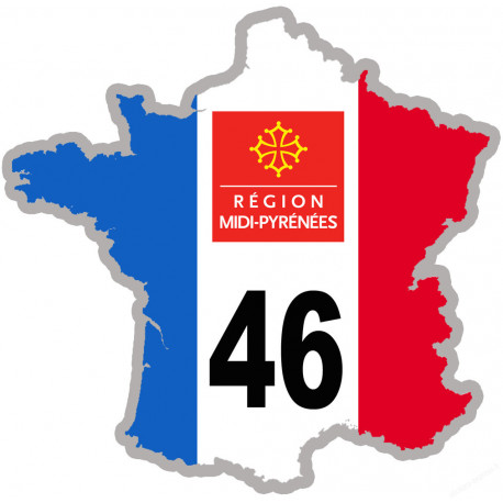 FRANCE 46 Midi-Pyrénées (5x5cm) - Autocollant(sticker)