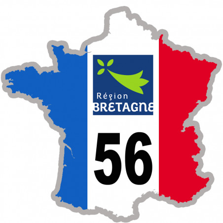 FRANCE 56 Région Bretagne (20x20cm) - Autocollant(sticker)