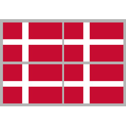 Drapeau Danemark (4 stickers 9.5x6.3cm) - Sticker/autocollant
