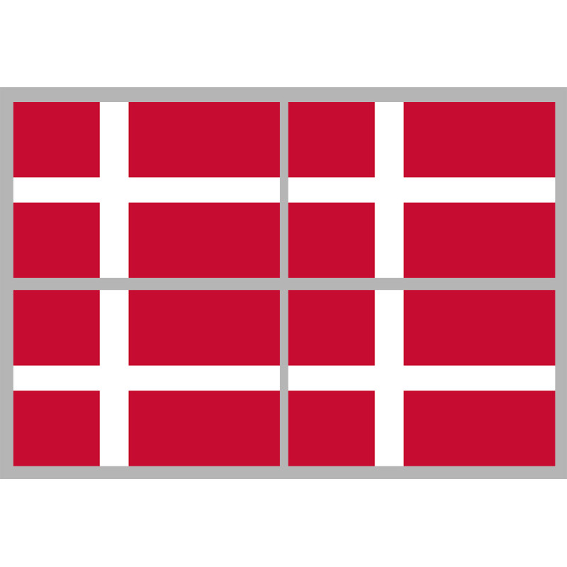Drapeau Danemark (4 stickers 9.5x6.3cm) - Sticker/autocollant