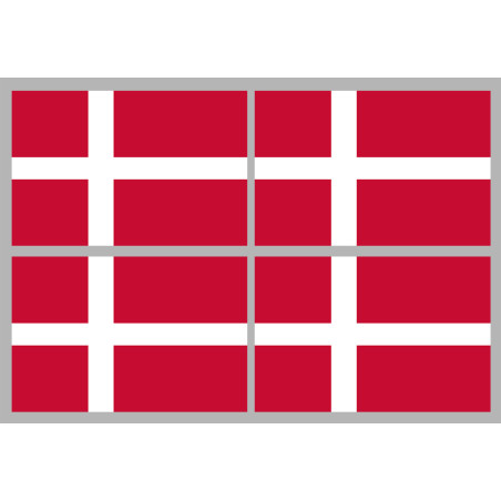 Drapeau Danemark (4 stickers 9.5x6.3cm) - Sticker/autocollant