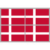 Drapeau Danemark (4 stickers 9.5x6.3cm) - Sticker/autocollant
