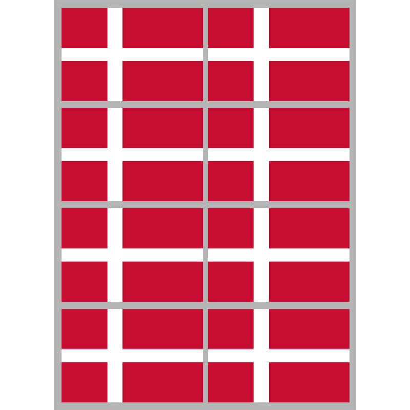 Drapeau Danemark (8 stickers 9.5x6.3cm) - Sticker/autocollant