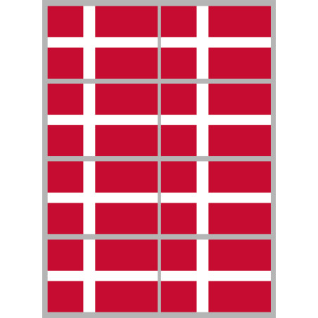 Drapeau Danemark (8 stickers 9.5x6.3cm) - Sticker/autocollant