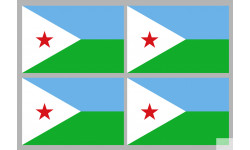 Drapeau Djibouti (4 stickers 9.5x6.3cm) - Autocollant(sticker)