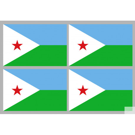 Drapeau Djibouti (4 stickers 9.5x6.3cm) - Autocollant(sticker)