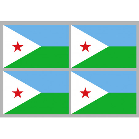 Drapeau Djibouti (4 stickers 9.5x6.3cm) - Autocollant(sticker)