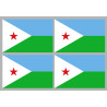 Drapeau Djibouti (4 stickers 9.5x6.3cm) - Sticker/autocollant