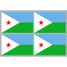 Drapeau Djibouti (4 stickers 9.5x6.3cm) - Autocollant(sticker)