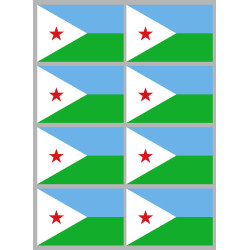 Drapeau Djibouti (8 stickers 9.5x6.3cm) - Sticker/autocollant