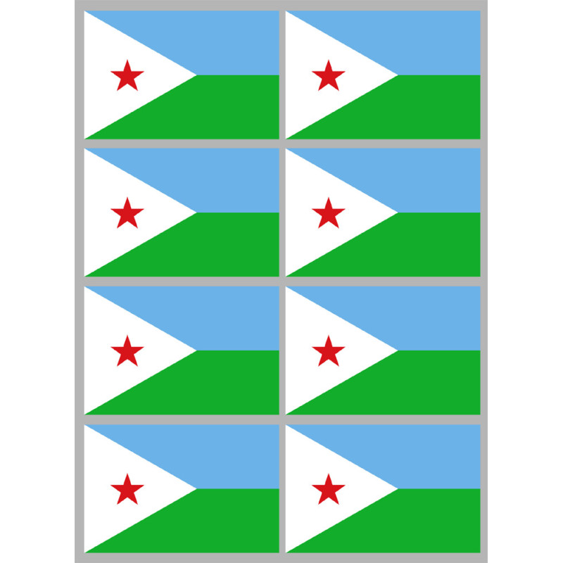 Drapeau Djibouti (8 stickers 9.5x6.3cm) - Sticker/autocollant