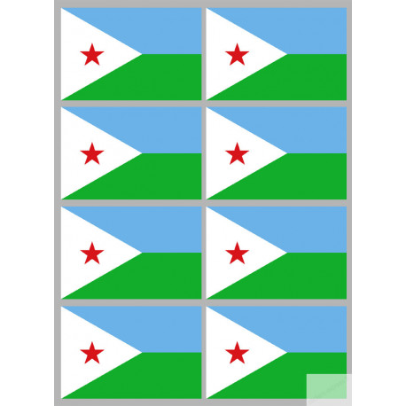 Drapeau Djibouti (8 stickers 9.5x6.3cm) - Autocollant(sticker)