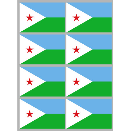 Drapeau Djibouti (8 stickers 9.5x6.3cm) - Sticker/autocollant