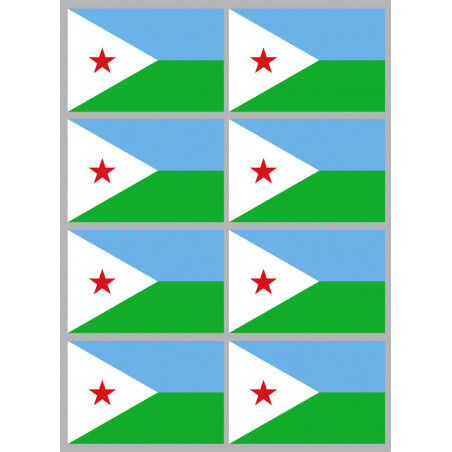 Drapeau Djibouti (8 stickers 9.5x6.3cm) - Autocollant(sticker)