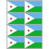 Drapeau Djibouti (8 stickers 9.5x6.3cm) - Sticker/autocollant