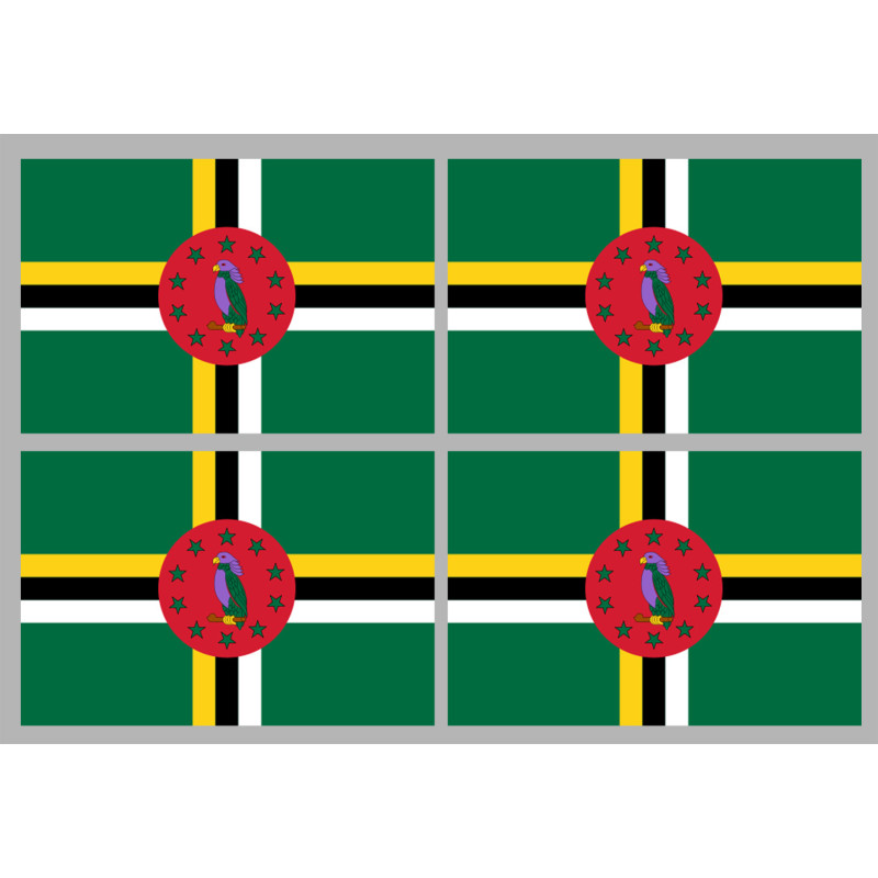 Drapeau la Dominique (4 stickers 9.5x6.3cm) - Sticker/autocollant