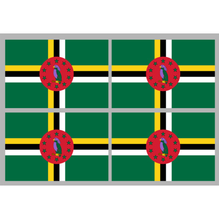 Drapeau la Dominique (4 stickers 9.5x6.3cm) - Sticker/autocollant