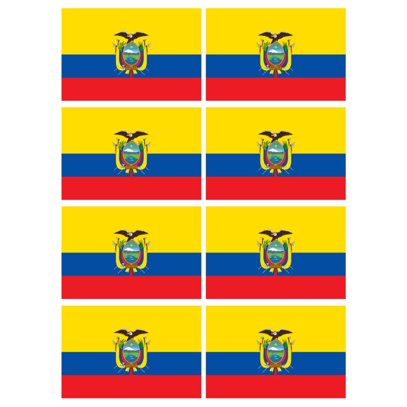 Drapeau Équateur (8 stickers 9.5x6.3cm) - Sticker/autocollant