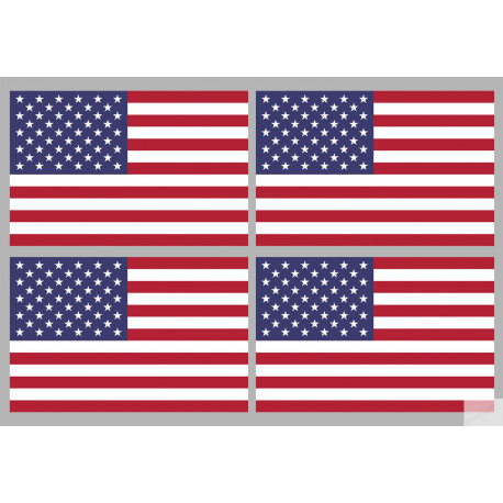 Drapeau États-Unis (4 stickers 9.5x6.3cm) - Autocollant(sticker)