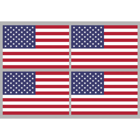 Drapeau États-Unis (4 stickers 9.5x6.3cm) - Autocollant(sticker)