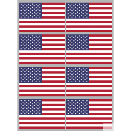 Drapeau États-Unis (8 stickers 9.5x6.3cm) - Autocollant(sticker)