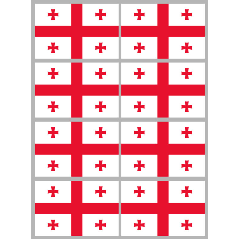 Drapeau Georgie (8 stickers 9.5x6.3cm) - Sticker/autocollant