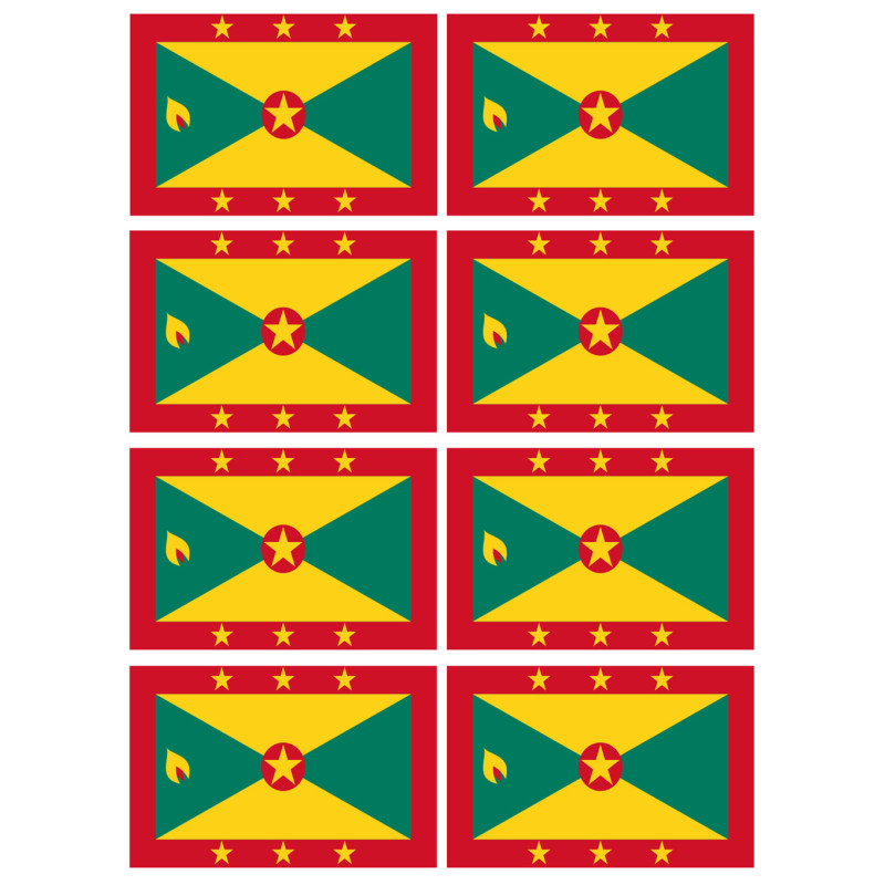 Drapeau Grenade (8 stickers 9.5x6.3cm) - Sticker/autocollant