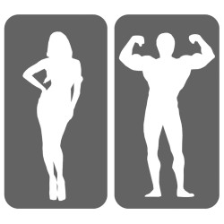 WC, toilette humour caricature (2stickers 15x7.5cm) - sticker/autocoll