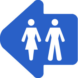 WC, toilette flèche directionnelle gauche (5x5cm) - Sticker/autocolla