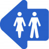 WC, toilette flèche directionnelle gauche (5x5cm) - Autocollant(sticker)