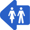 WC, toilette flèche directionnelle gauche (10x10cm) - Sticker/autocol