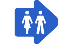 WC, toilette flèche directionnelle droite (10x10cm) - Autocollant(sticker)