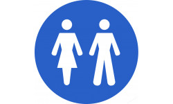 WC, toilette flèche bleue (10x10cm) - Autocollant(sticker)