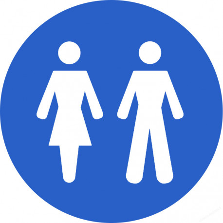WC, toilette flèche bleue (10x10cm) - Autocollant(sticker)