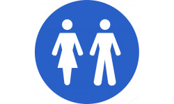 WC, toilette flèche bleue (5x5cm) - Autocollant(sticker)