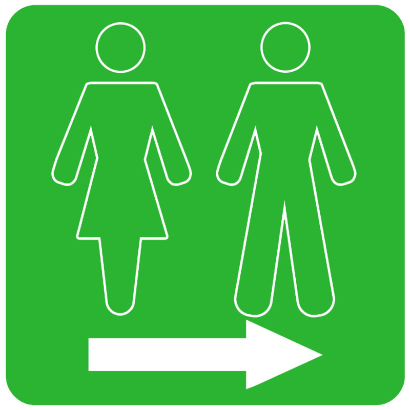 WC, toilette vert flèche droite (15x15cm) - Sticker/autocollant