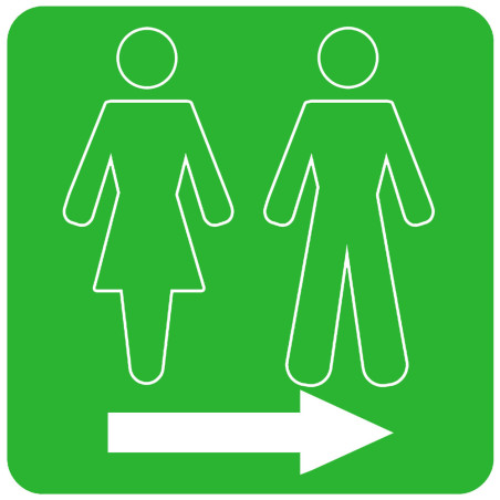 WC, toilette vert flèche droite (15x15cm) - Sticker/autocollant