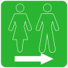 WC, toilette vert flèche droite (15x15cm) - Sticker/autocollant