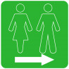 WC, toilette vert flèche droite (10x10cm) - Autocollant(sticker)