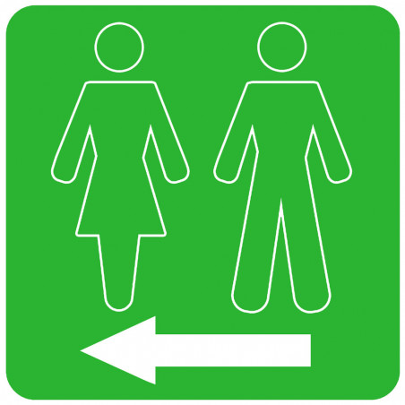 WC, toilette vert flèche gauche (15x15cm) - Autocollant(sticker)