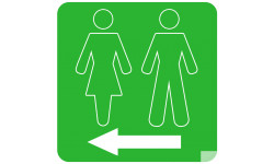 WC, toilette vert flèche gauche (10x10cm) - Autocollant(sticker)